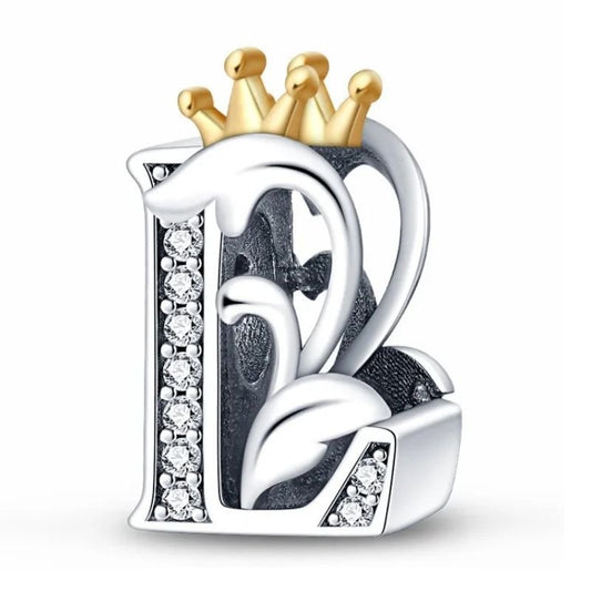 L Letter Charm Initial Crown Alphabet