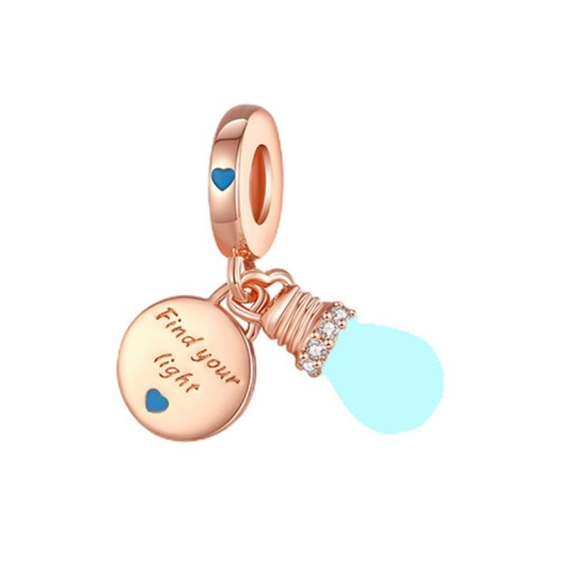 Lightbulb Charm Find Your Light Glow in the Dark Blue Charm