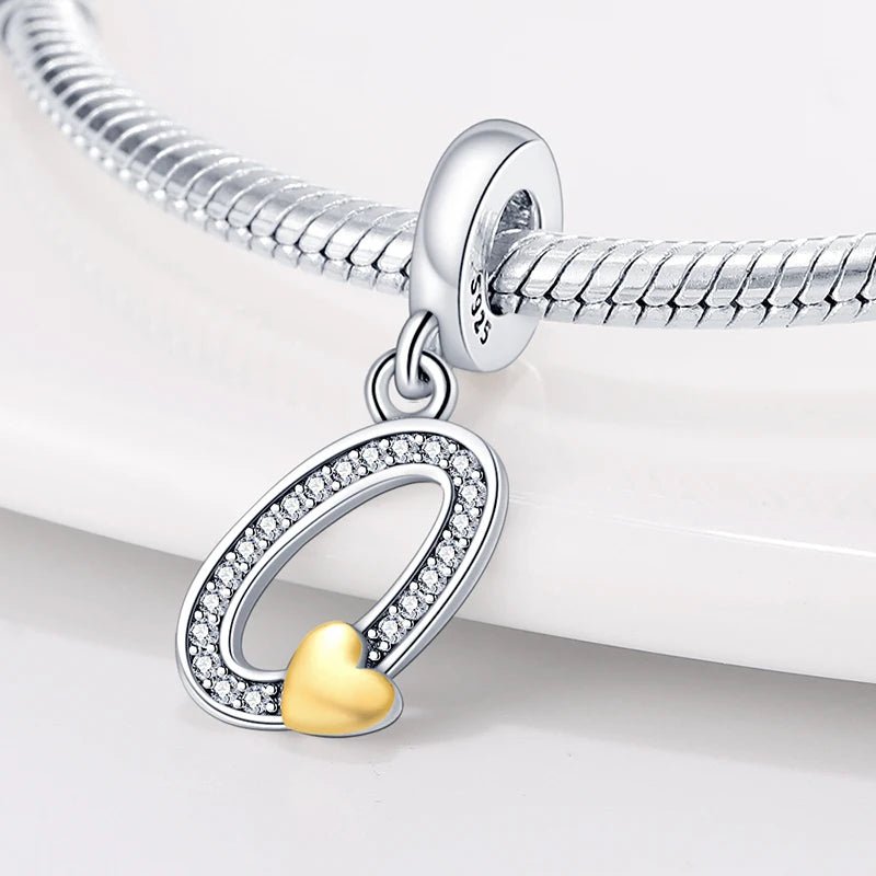 O Initial Charm Alphabet Letter Love Heart Gold Color