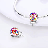Colorful Lollypop Sterling Silver Plated Charm Red Yellow Sweets Candy