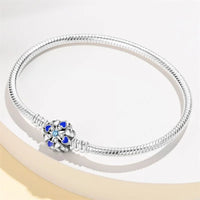Sterling Silver Plated Charm Bracelet with Blue Clasp Mini Heart
