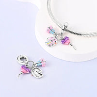 Happy Birthday Sterling Silver Plated Charm Pink Cake Balloon Presents