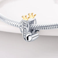 J Letter Sterling Silver Plated Charm Initial Crown Alphabet Gold Colour