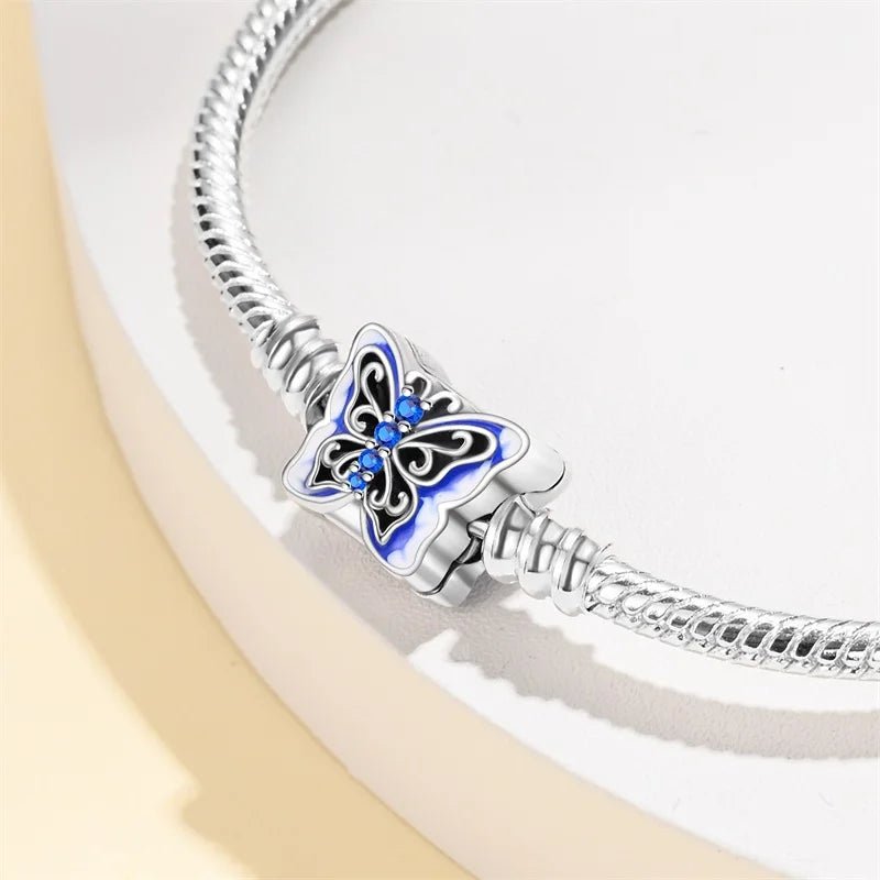 Charm Bracelet with Blue Butterfly Clasp Insect