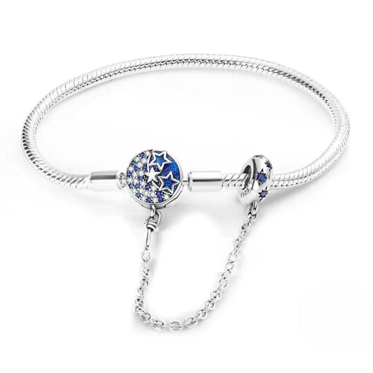 DIY Charm Bracelet with Starry Night Clasp and Chain Blue