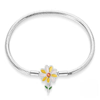 Sterling Silver Plated Charm Bracelet with Yellow Flower Clasp Garden