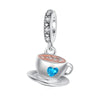 Coffee Cup and Saucer Charm Blue Love Heart Coffee Lover