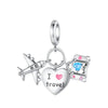 I Love Travel Charm Airplane Suitcase Blue Love Heart